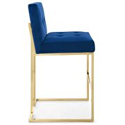 Gold stainless steel performance velvet bar stool in gold navy by Modway additional picture 3