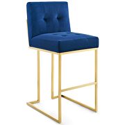 Gold stainless steel performance velvet bar stool in gold navy by Modway additional picture 8
