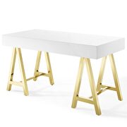Gold legs / white office desk by Modway additional picture 5