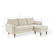 Right or left sectional sofa in beige by Modway additional picture 3