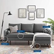 Right or left sectional sofa in gray by Modway additional picture 13