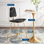 Performance velvet bar stool in black by Modway additional picture 3
