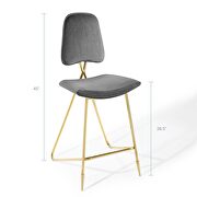 Performance velvet bar stool in gray by Modway additional picture 9