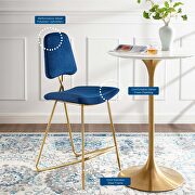 Performance velvet bar stool in navy by Modway additional picture 2