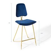 Performance velvet bar stool in navy by Modway additional picture 9