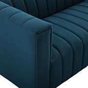 Channel tufted upholstered fabric sofa in azure additional photo 5 of 10