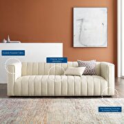 Channel tufted upholstered fabric sofa in beige additional photo 2 of 9