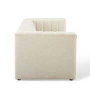 Channel tufted upholstered fabric sofa in beige additional photo 5 of 9