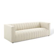 Channel tufted upholstered fabric sofa in beige by Modway additional picture 7