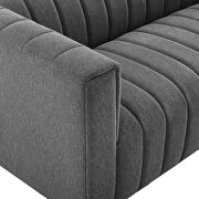 Channel tufted upholstered fabric sofa in charcoal additional photo 3 of 9