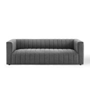 Channel tufted upholstered fabric sofa in charcoal additional photo 4 of 9