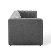 Channel tufted upholstered fabric sofa in charcoal additional photo 5 of 9