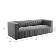 Channel tufted upholstered fabric sofa in charcoal by Modway additional picture 9