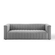 Channel tufted upholstered fabric sofa in light gray additional photo 4 of 9