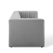 Channel tufted upholstered fabric sofa in light gray additional photo 5 of 9