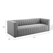 Channel tufted upholstered fabric sofa in light gray by Modway additional picture 9