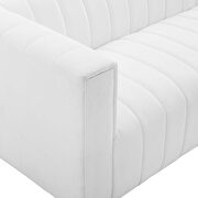 Channel tufted upholstered fabric sofa in white additional photo 4 of 9