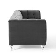 Channel tufted button performance velvet sofa in charcoal additional photo 4 of 8