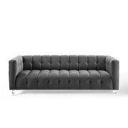 Channel tufted button performance velvet sofa in charcoal by Modway additional picture 6