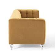 Channel tufted button performance velvet sofa in cognac additional photo 4 of 8