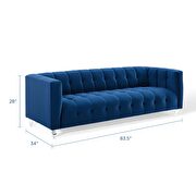 Channel tufted button performance velvet sofa in navy by Modway additional picture 3