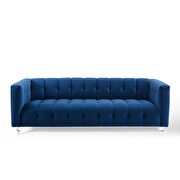 Channel tufted button performance velvet sofa in navy by Modway additional picture 6