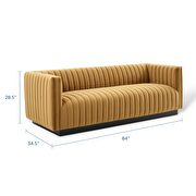 Channel tufted velvet sofa in cognac additional photo 3 of 8
