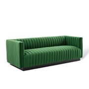 Channel tufted velvet sofa in emerald additional photo 2 of 8