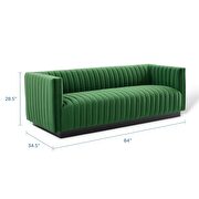 Channel tufted velvet sofa in emerald by Modway additional picture 3