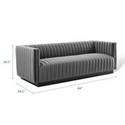 Channel tufted velvet sofa in gray additional photo 3 of 8
