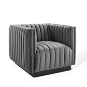 Channel tufted velvet chair in gray additional photo 2 of 8