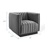 Channel tufted velvet chair in gray by Modway additional picture 3