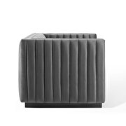 Channel tufted velvet chair in gray additional photo 4 of 8
