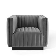 Channel tufted velvet chair in gray by Modway additional picture 6
