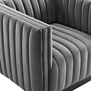 Channel tufted velvet chair in gray by Modway additional picture 7