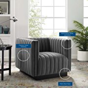 Channel tufted velvet chair in gray by Modway additional picture 9