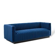 Channel tufted velvet sofa in navy by Modway additional picture 2