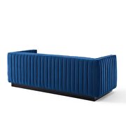 Channel tufted velvet sofa in navy additional photo 5 of 8