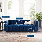 Channel tufted velvet sofa in navy by Modway additional picture 9