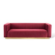 Channel tufted performance velvet living room sofa in maroon by Modway additional picture 9