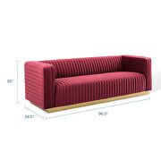Channel tufted performance velvet living room sofa in maroon by Modway additional picture 10