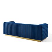 Channel tufted performance velvet living room sofa in navy additional photo 5 of 9