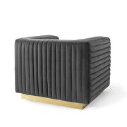 Channel tufted performance velvet accent armchair in charcoal additional photo 5 of 8