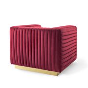 Channel tufted performance velvet accent armchair in maroon additional photo 5 of 9