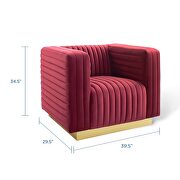 Channel tufted performance velvet accent armchair in maroon by Modway additional picture 10