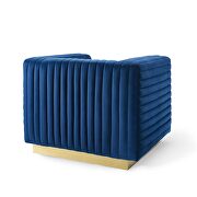 Channel tufted performance velvet accent armchair in navy additional photo 5 of 9