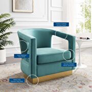Performance velvet armchair in mint by Modway additional picture 3