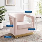 Performance velvet armchair in pink additional photo 3 of 10