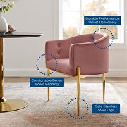 Tufted performance velvet accent chair in dusty rose additional photo 2 of 7