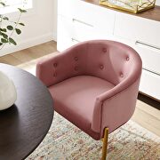 Tufted performance velvet accent chair in dusty rose additional photo 3 of 7
